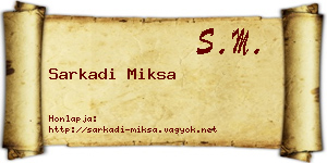 Sarkadi Miksa névjegykártya